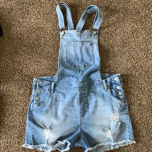 Celebrity pink short overalls